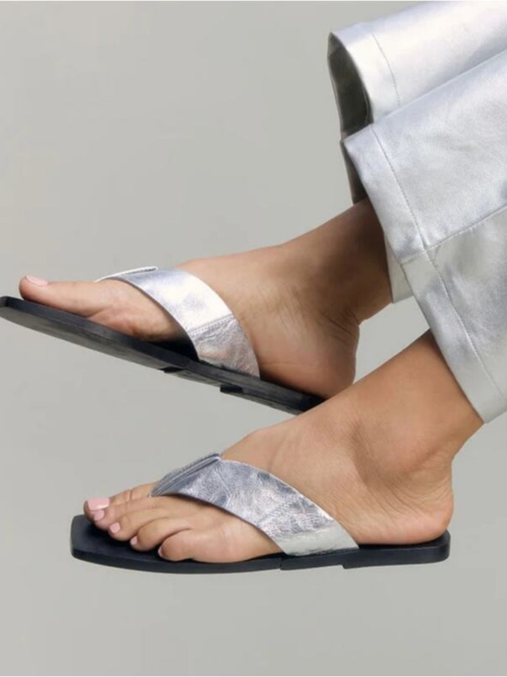 Kindred Label Hannah Thong Silver Foldable Leather Sandals size FR 39 US 8-8.5 - Picture 13 of 13